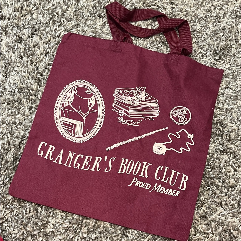 Granger's Book Club Maroon Tote Bag